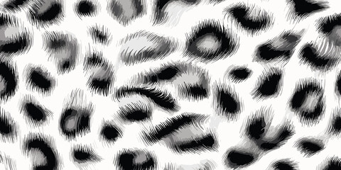 White Leopard Skin Texture Pattern Vector. Seamless Animal Wildlife Skin Pattern. Leopard Fur Camouflage Background.