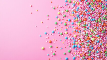 Colorful Sprinkles on Pink Background