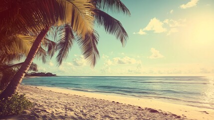 Fototapeta premium Serene Tropical Beachscape at Sunset