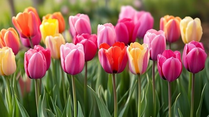 Obraz premium Vibrant Tulip Garden in Bloom