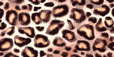 Leopard Skin Texture Pattern Vector. Seamless Animal Wildlife Skin Pattern. Leopard Fur Camouflage Background.