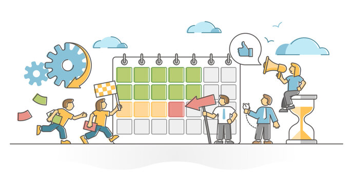 calendar, people, time management, outline style clip art preview