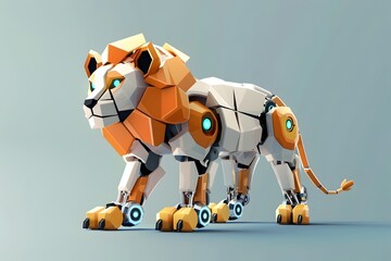 Sleek Cyborg Lion Logo for Futuristic Brand or Tech Company
