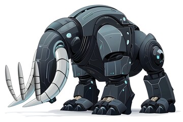 Sleek and Minimalist Logo of a Robot Walrus with Tusks