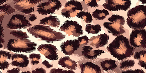 Leopard Skin Texture Pattern Vector. Seamless Animal Wildlife Skin Pattern. Leopard Fur Camouflage Background.