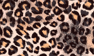 Leopard Skin Texture Pattern Vector. Seamless Animal Wildlife Skin Pattern. Leopard Fur Camouflage Background.