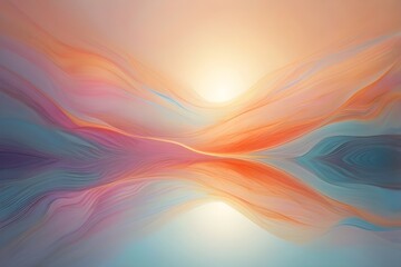 Obraz premium An abstract background with waves in sunset colors, evoking the feel of a sunset over the ocean and creating a suitable atmosphere for living rooms and relaxing spaces.