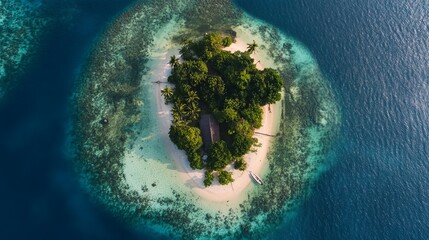 Aerial View of a Tropical Island Oasis