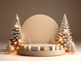 Exceptional A sophisticated Christmas scene with a podium structure for showcasing products