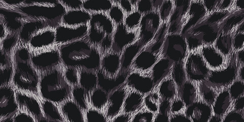 Black Leopard Skin Texture Pattern Vector. Seamless Animal Wildlife Skin Pattern. Leopard Fur Camouflage Background.