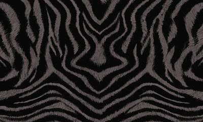 Seamless Black Tiger Skin Pattern Vector Illustration With Exotic Texture. Animal Striped Skin Fur Pattern Texture Background