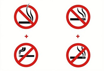 Cigarette and E-Cigarette Prohibition Symbols: High-Quality Vector Graphics for No Smoking Zones