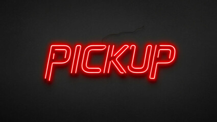 Obraz premium pickup red neon lettering on plain dark black background