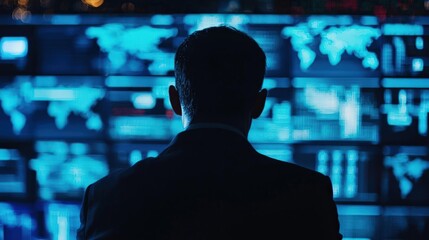 Fototapeta premium Cybersecurity expert analyzing a firewall dashboard, cybersecurity, protection