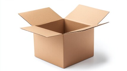 An empty cardboard box isolated on a white background