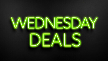 wednesday deals green neon lettering on plain dark black background