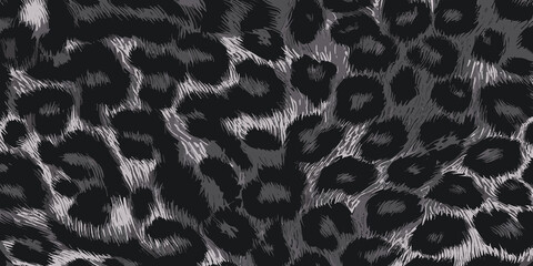 Black Leopard Skin Texture Pattern Vector. Seamless Animal Wildlife Skin Pattern. Leopard Fur Camouflage Background.