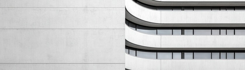 Obraz premium Modern architectural design featuring smooth lines and a minimalist aesthetic on a stylish building facade.