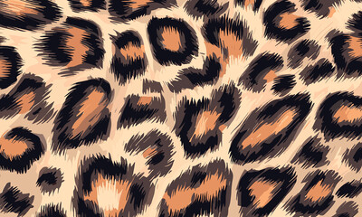 Leopard Skin Texture Pattern Vector. Seamless Animal Wildlife Skin Pattern. Leopard Fur Camouflage Background.