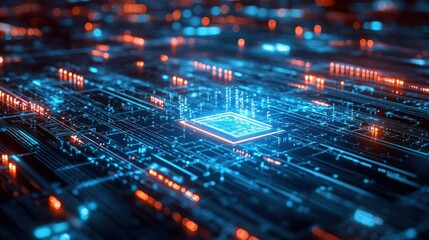 Fototapeta premium Holographic city protected by malware monitoring systems, cybersecurity, protection