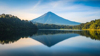 Serene Mountain Reflection Over Water