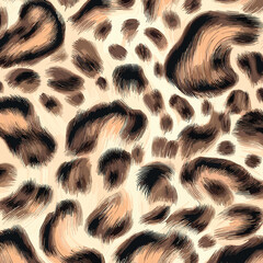 Leopard Skin Texture Pattern Vector. Seamless Animal Wildlife Skin Pattern. Leopard Fur Camouflage Background.