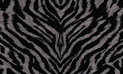 Luxury Black Tiger Skin Pattern Vector Illustration Exotic Texture Seamless Design. Animal Striped Skin Fur Pattern Texture Background
