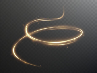 Light golden Twirl. Curve light effect of golden line. Luminous golden circle. Light gold pedistal, podium, platform, table. Vector PNG. Vector illustration