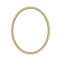 Oval gold frame. Isolated luxury oval golden border. Gold ellipse frame mockup design element. Vector illustration.