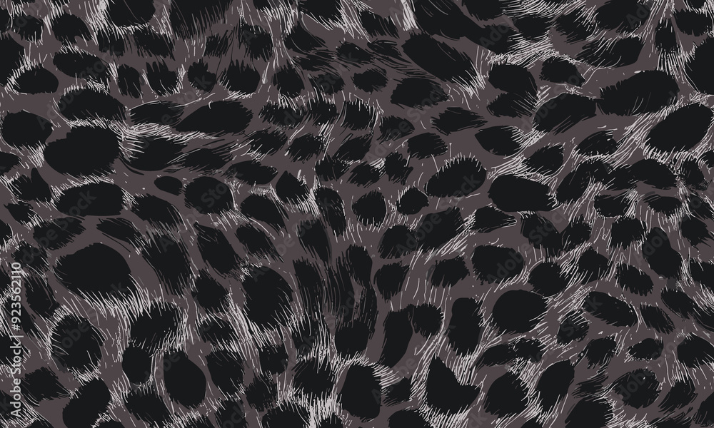 Wall mural black leopard skin texture pattern vector. seamless animal wildlife skin pattern. leopard fur camouf