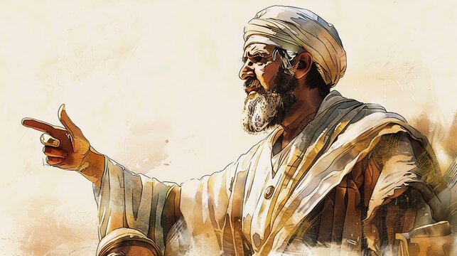 Apostle Simon the Zealots Zeal and Fervor in Spreading Gospel - Biblical Illustration on Beige Background with Copyspace