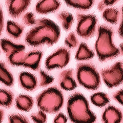 Pink Leopard Skin Texture Pattern Vector. Seamless Animal Wildlife Skin Pattern. Leopard Fur Camouflage Background.