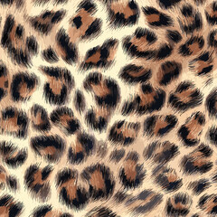Leopard Skin Texture Pattern Vector. Seamless Animal Wildlife Skin Pattern. Leopard Fur Camouflage Background.