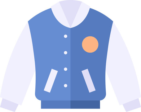 blue and white varsity jacket flat design clip art preview