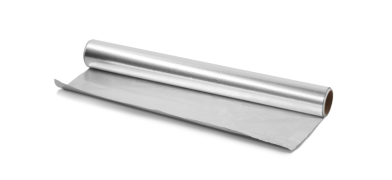 Roll of aluminum foil isolated on transparent background
