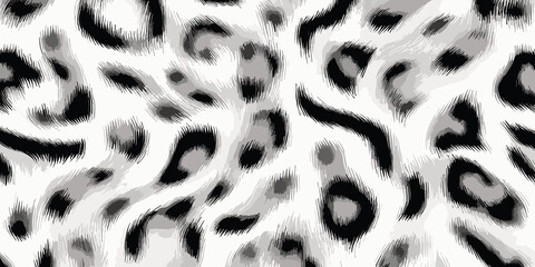 White Leopard Skin Texture Pattern Vector. Seamless Animal Wildlife Skin Pattern. Leopard Fur Camouflage Background.
