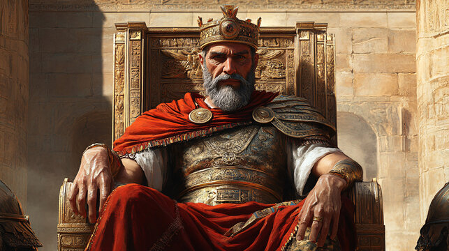 King Minos: The Regal Majesty of Ancient Throne Room and Commanding Presence