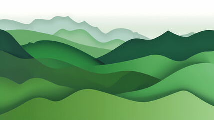 Obraz premium Green nature mountains landscape.3d Paper cut abstract minimal nature scene, template background.Vector illustration.