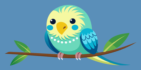 Cute budgie sitting on branch