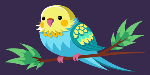 Cute budgie sitting on branch