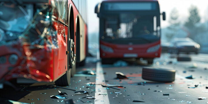 Bus accidents are the collisions of crowded roads, impacting communities and causing loss: Visualize a bus accident as a collision on a busy road