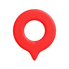 Red Map pin pointer. Modern and clean design. 3D render maps pin