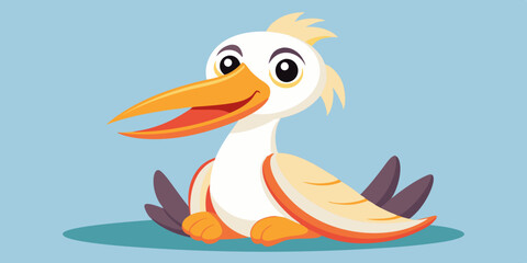 Pelican cartoon a sitting happy