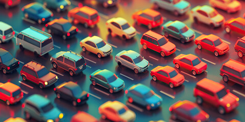 Fototapeta premium Traffic congestion is the gridlocked frustration, testing patience and increasing risks: Picture traffic congestion as a jammed intersection