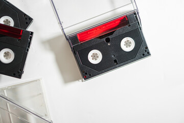 Obraz premium Vintage Audio Cassette Tape on White Background