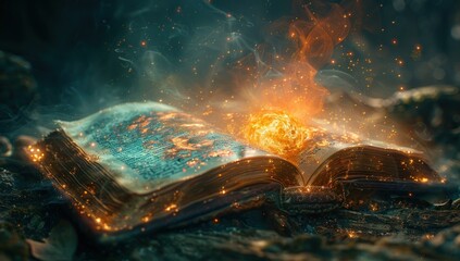 Mystical Ancient Book with Glowing Orb