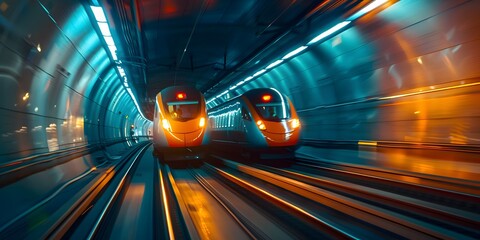 Fototapeta premium High-Speed Train in Motion, Modern High-Speed Rail System, Advanced Transportation Technology