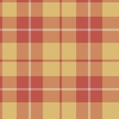 Plaid seamless pattern in orange. Check fabric texture. Vector textile print.