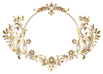 PNG Elegant golden floral frame design