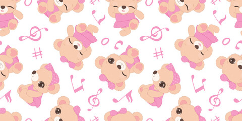 Cute baby animals seamless pattern